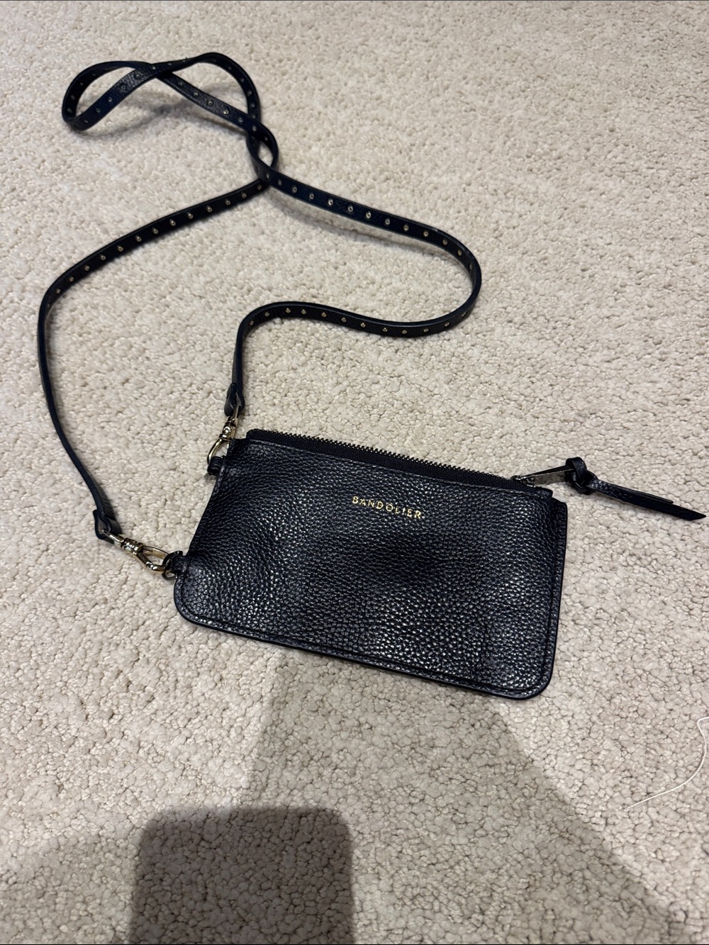 Bandier Black Leather Crossbody Wallet